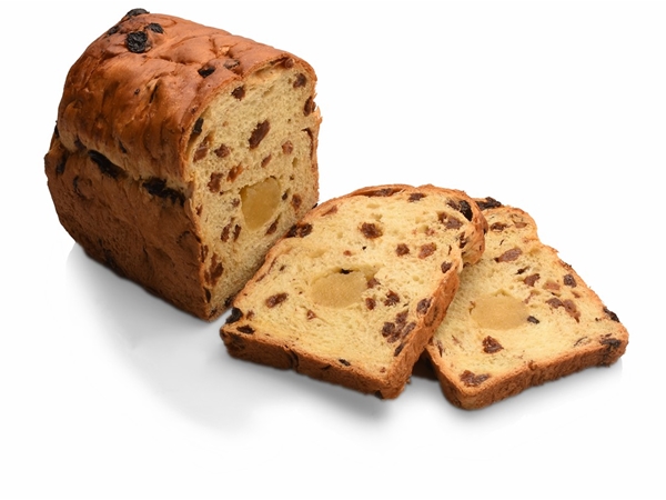 Rozijnenbrood met spijs half